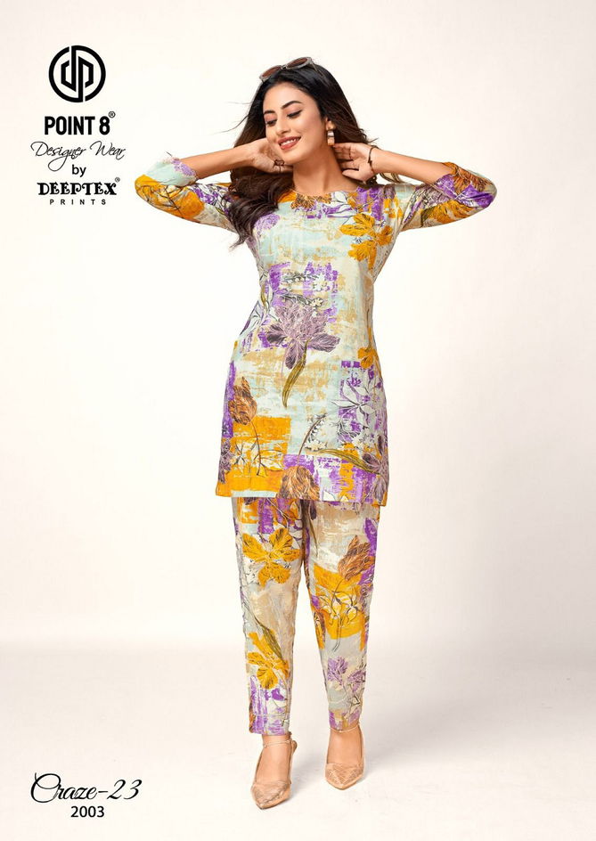 Craze 23 Vol 2 By Deeptex Cotton Printed Cord Set Ladies Top With Bottom Wholesalers In Delhi
